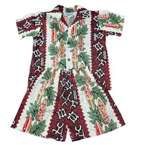 Pacific Legend Hawaiian Top Bottom Boys 6T Shirt Short Set Beach Surf Aztec Palm